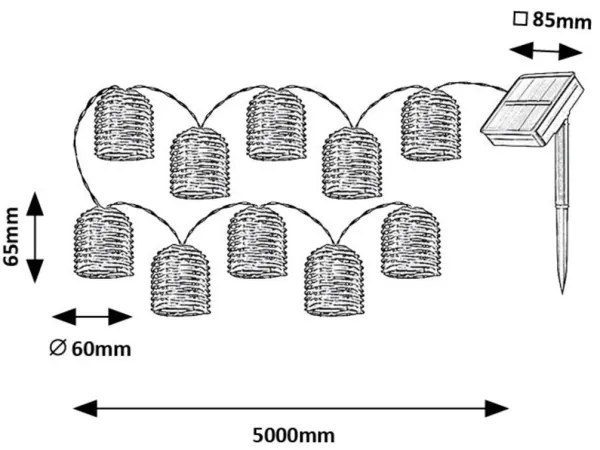 Rabalux 77047 - RUPIT LED napelemes lánc 10xLED/0,6W/1,2V IP44