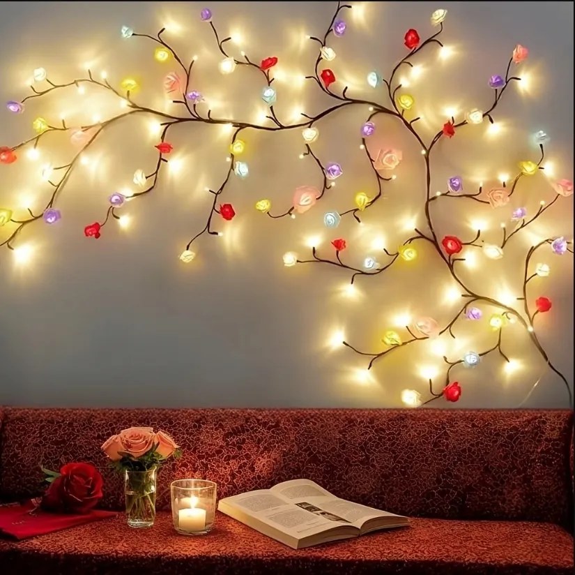 Lámpa Kúszó Borostyán Fa Rózsa színes virágok 180 cm