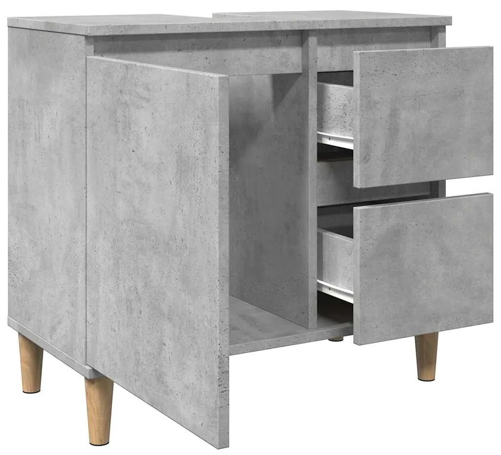 betonszürke szerelt fa mosdószekrény 65 x 33 x 60 cm