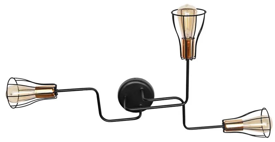 Csillár TUBE II 3xE27/15W/230V fekete