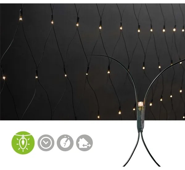 Nedis CLLN160 - LED Kültéri karácsonyi függöny 160xLED/7 funkciós 5m IP44 meleg fehér