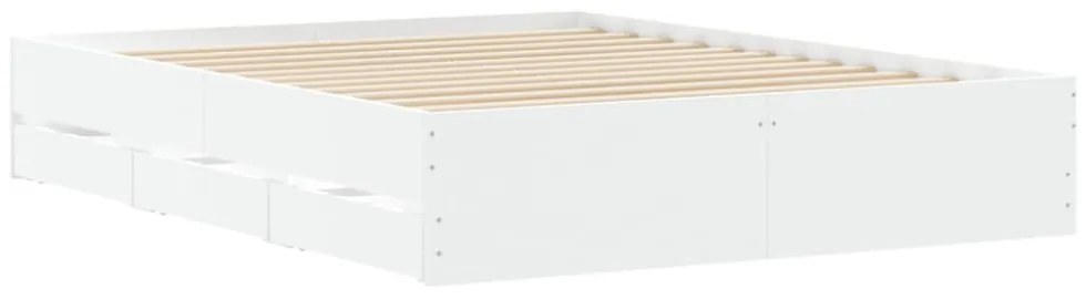 fehér szerelt fa ágykeret fiókokkal 140 x 190 cm