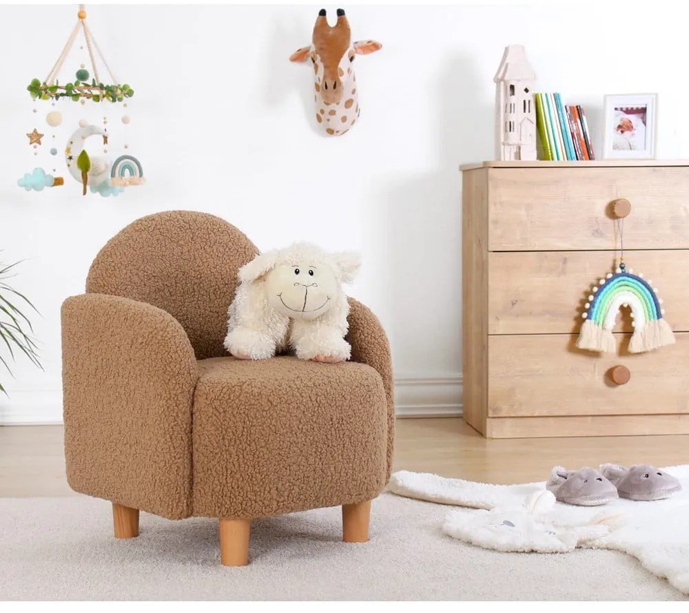 Barna buklé gyerek fotel Moylo – Artie