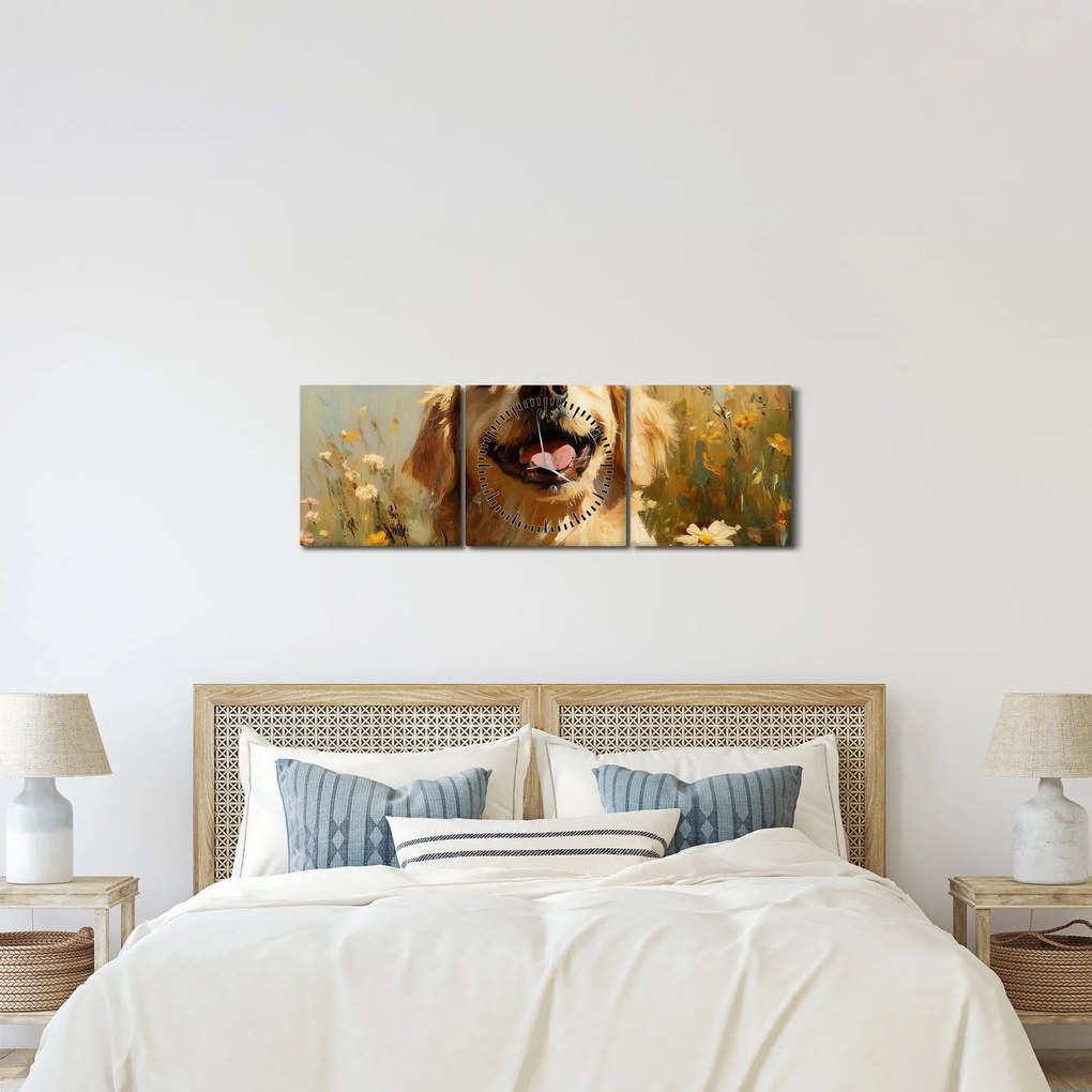 Kép - Boldog kutyus (órával) (90x30 cm)