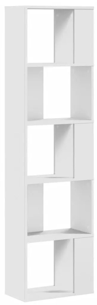 5 szintes fehér szerelt fa könyvespolc 45 x 23,5 x 162,5 cm