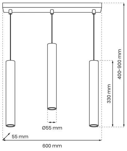 Csillár zsinóron HUDSON 3xGU10/8W/230V fekete