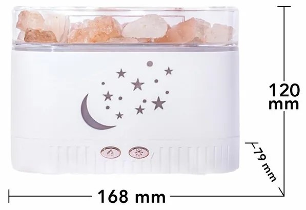 Új Design Párologtató Aroma Diffúzor Sókő kristály és Láng LED fénnyel 250ml - KP-023 Fehér