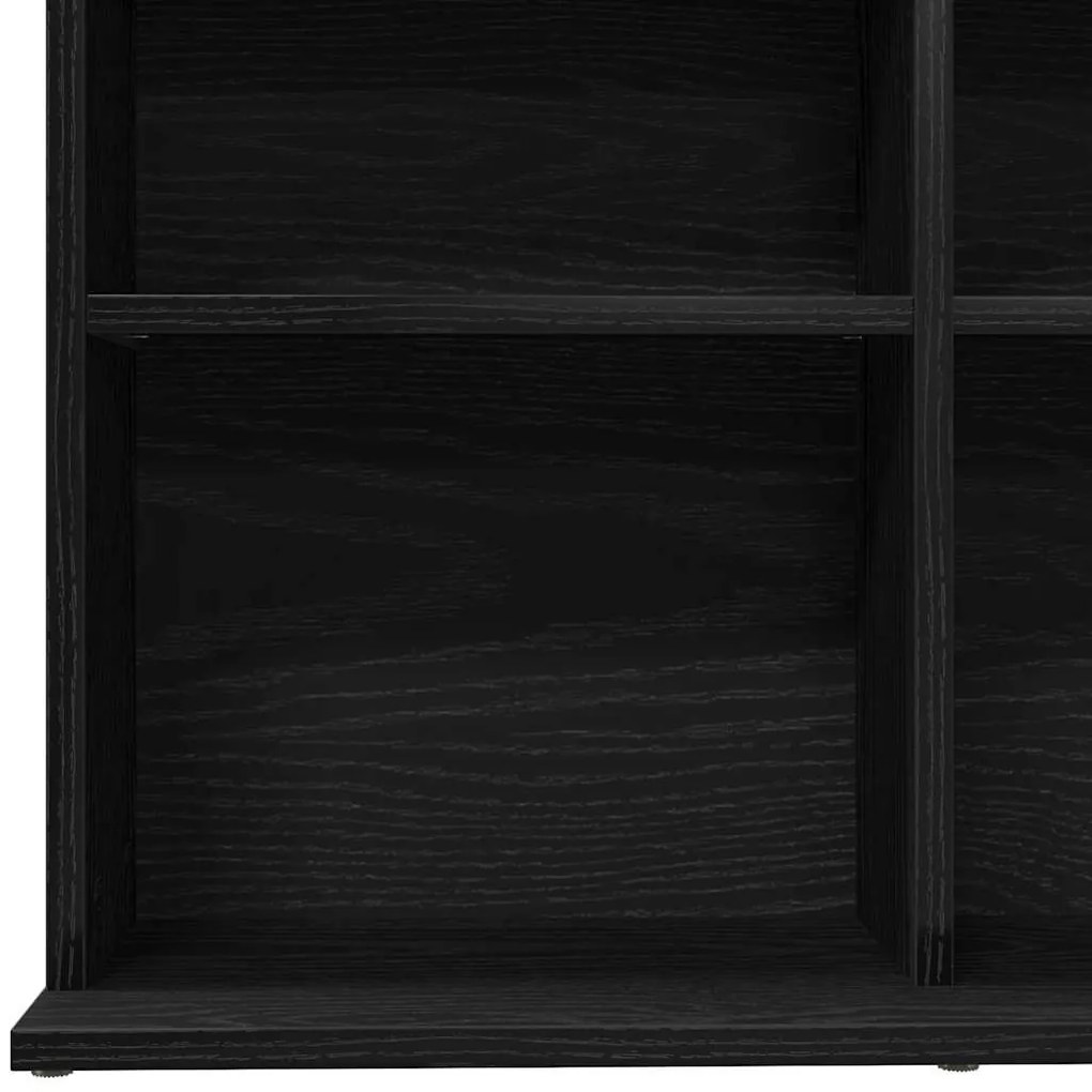fekete tölgyszínű szerelt fa CD-szekrény 100,5x23x89,5 cm