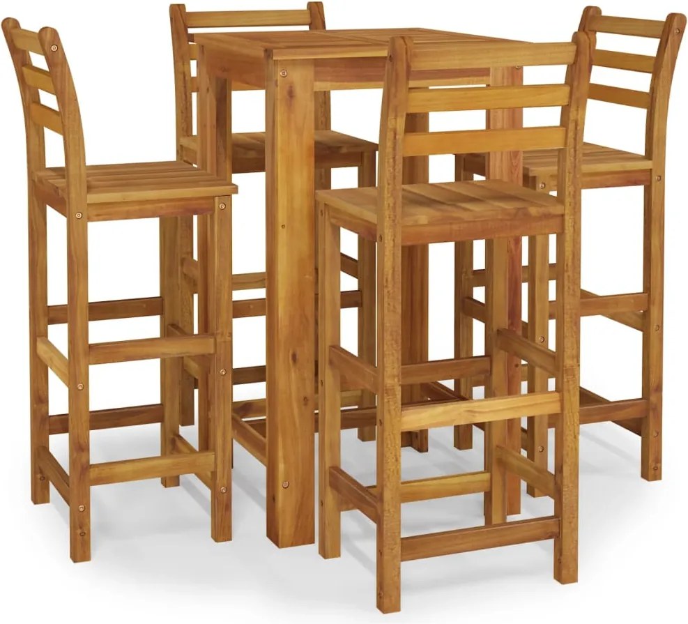 vidaXL 5 részes tömör akácfa kerti bárgarnitúra