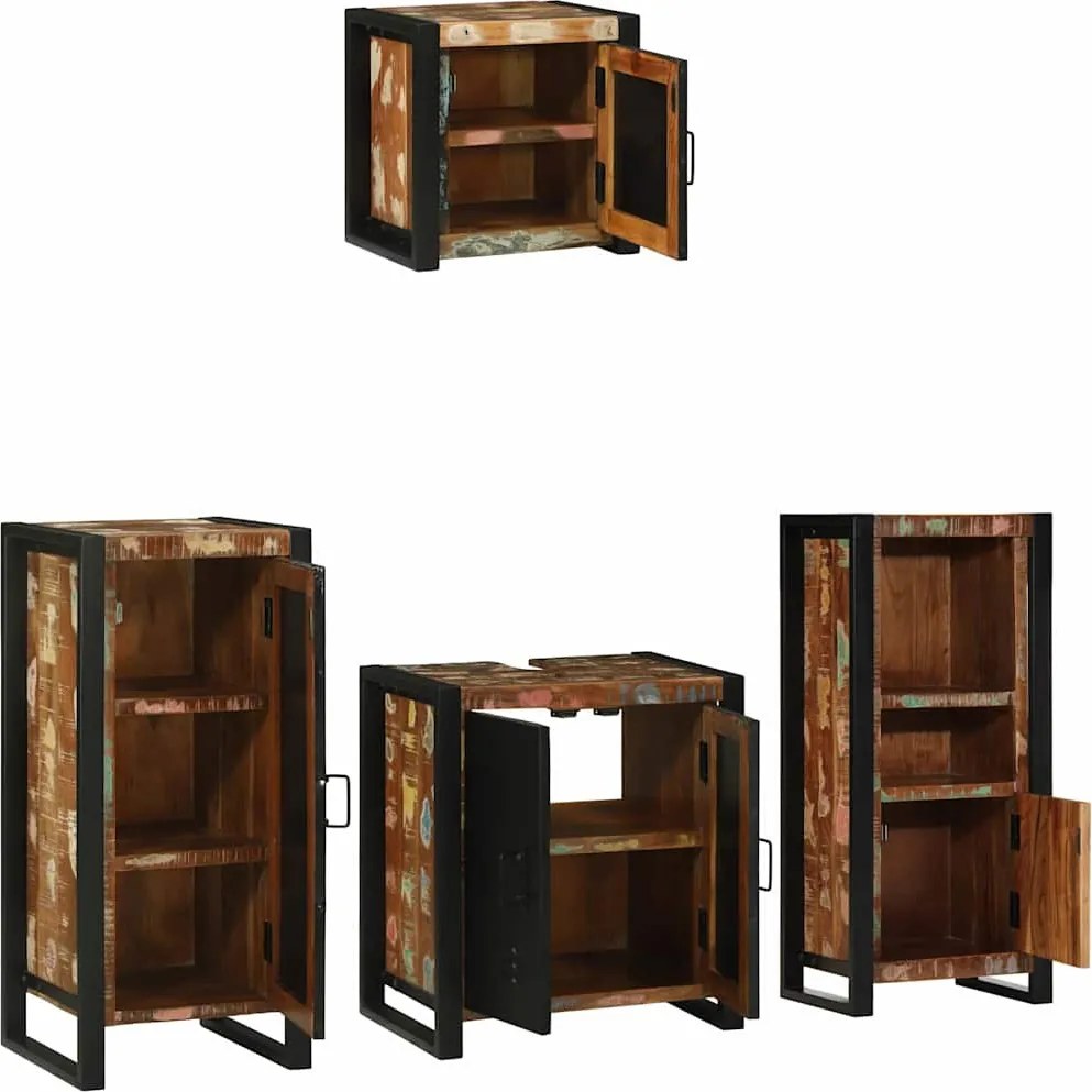 Fürdőszoba bútor szett 4 pcs Szilárd Újrahasznosított Fa