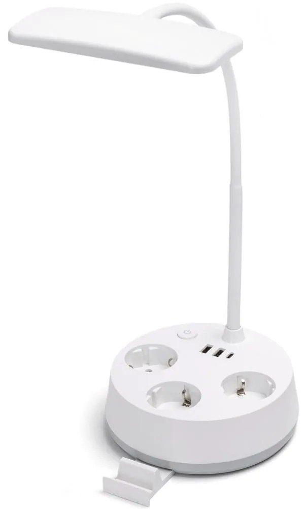 Aigostar B.V. Aigostar - LED fényerőszabályozható asztali lámpa aljzatokkal és USB-vel LED/4,6W/230V fehér AI2023