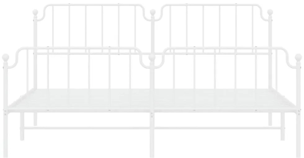 fehér fém ágykeret fej- és lábtámlával 200 x 200 cm