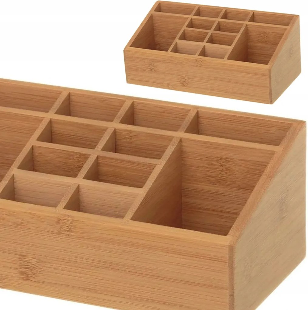 Fürdőszobai Kozmetikai Rendszerező Fésülködőasztalhoz Rekeszekkel Bambusz Boho