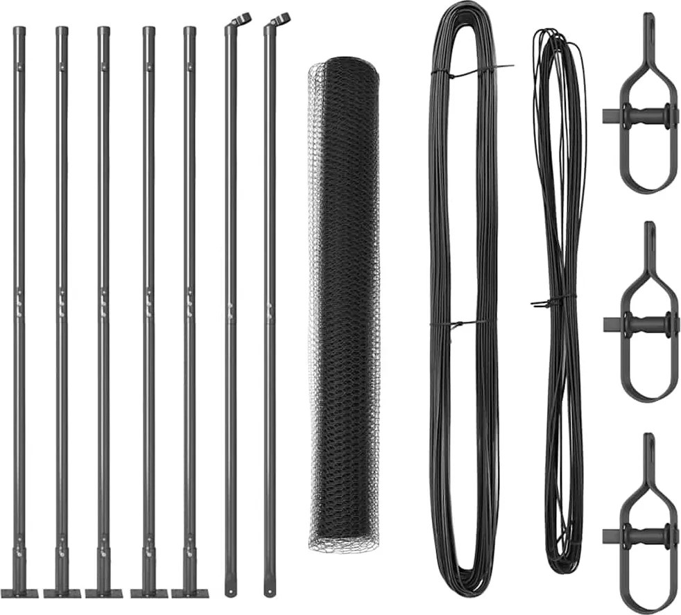 vidaXL Kerítésoszlop Szürke 10 x 0,8 m (13 mm háló) Acél és PVC