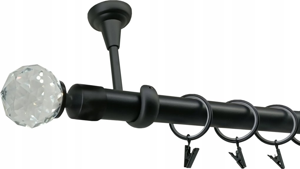 Mennyezeti Fém Függönykarnis 25 mm szimpla Fekete Matt 140 cm MIX Végek