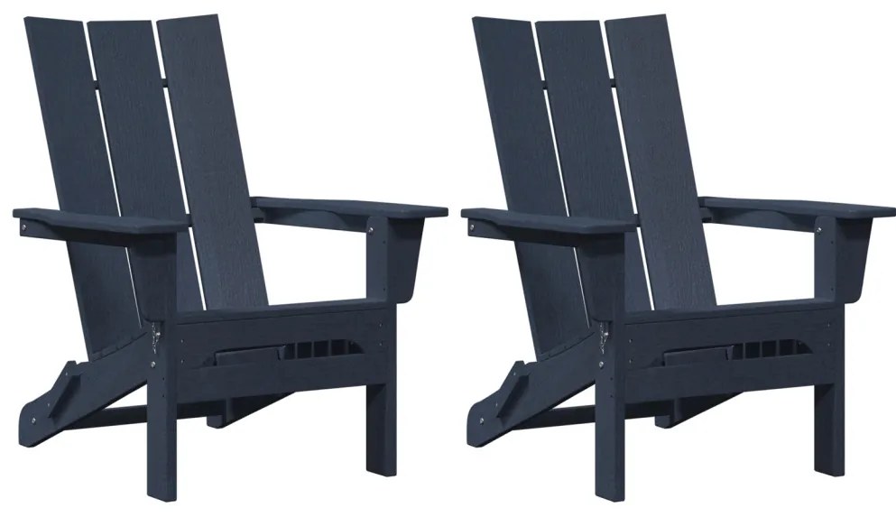 Összecsukható Adirondack Székek 2 db Tengerészkék 74.5x80.5x90 cm HDPE