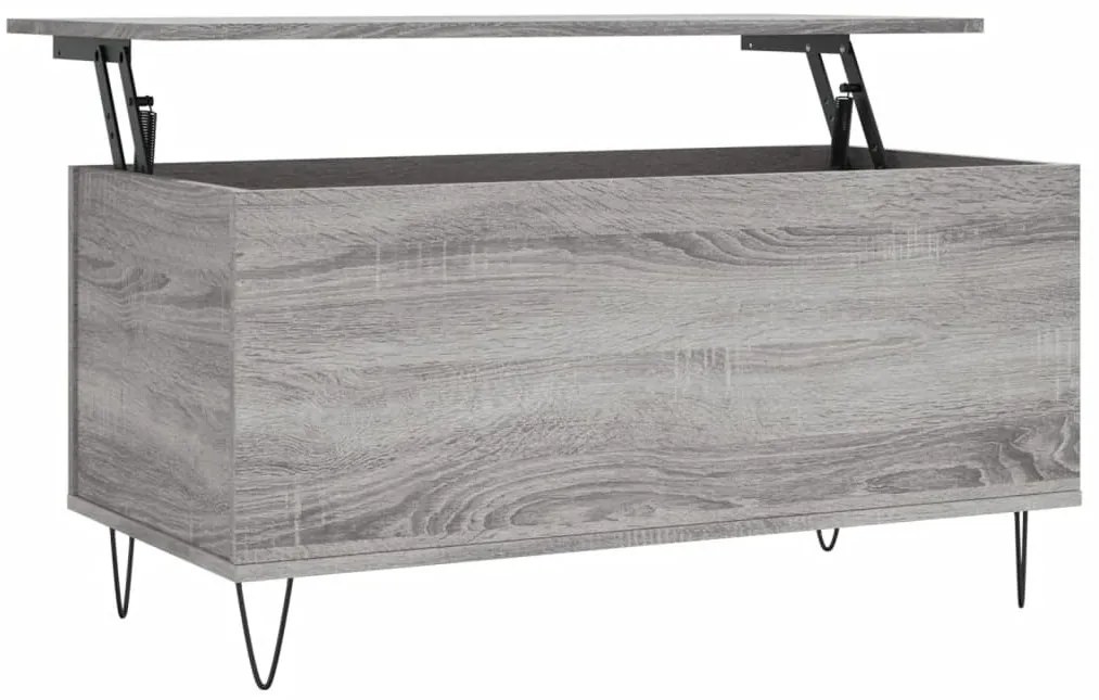 Szürke sonoma színű szerelt fa dohányzóasztal 90x44,5x45 cm