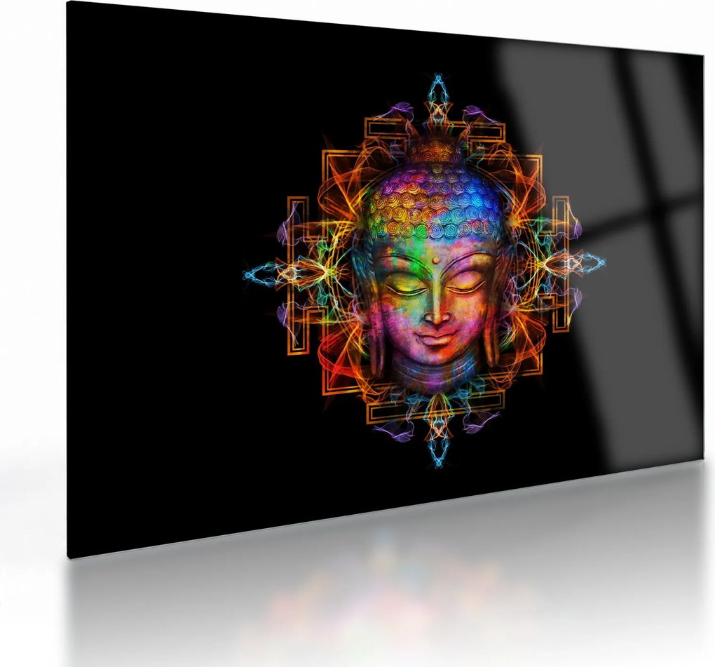 Kép - Buddha mellszobra neon színekben (üvegen) (70x50 cm)
