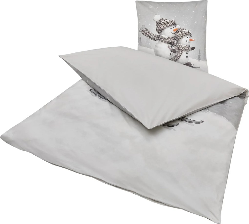 3D ágyneműhuzat Renforcé pamutból FROSTY szürke, 100% pamut Ágyneműhuzat mérete: 80 x 80 cm | 135 x 200 cm