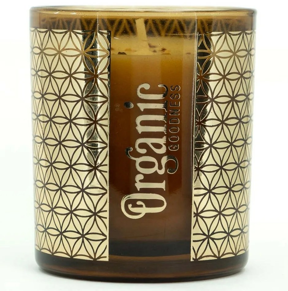 Organikus füstölő gyertya Lemongrass & Spice200 g üvegben, aranyfóliával