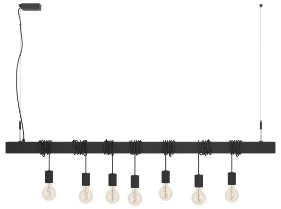 Eglo 39938 - Csillár zsinóron TOWNSHEND-B 7xE27/40W/230V fekete