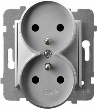 Ospel Aria Dupla Földelt Fali Aljzat Ezüst (GP-2URZ/m/18)