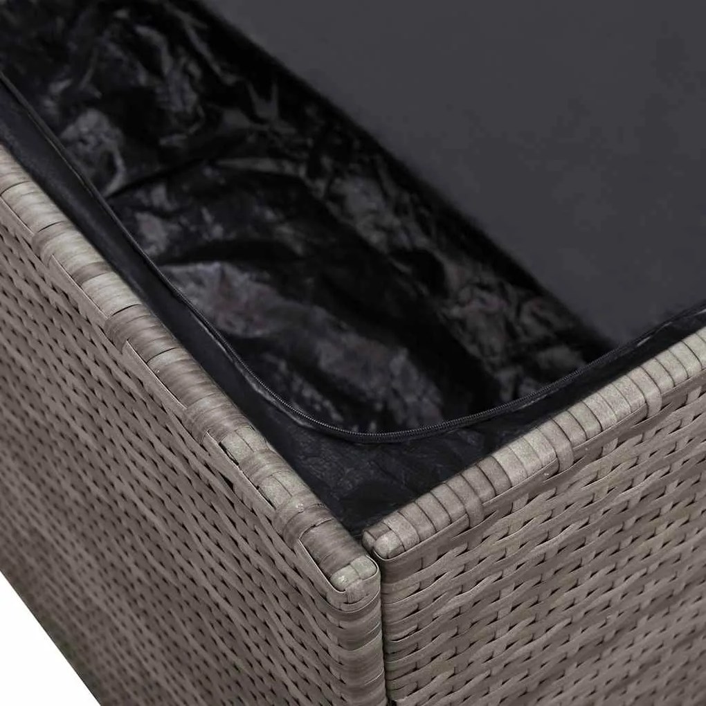 Szürke Polyrattan Kerti Tárolóláda 220X50X58 Cm