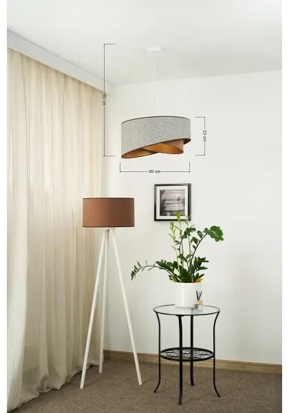 Brilagi - LED Csillár zsinóron LYRA 1xE27/15W/230V szürke/krémes/arany