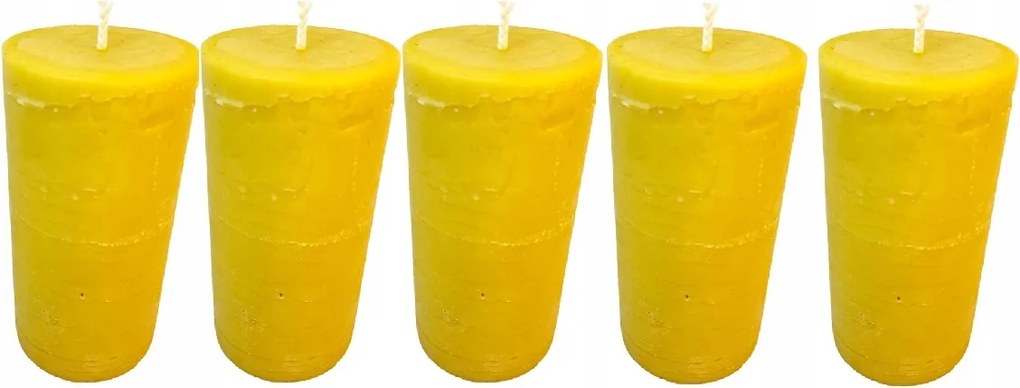 5 X Dekorációs Gyertya öntött természetes méhviasz Henger 13 cm 5x 360g
