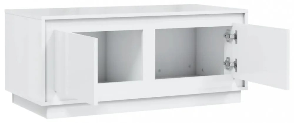 magasfényű fehér szerelt fa dohányzóasztal 102 x 50 x 44 cm