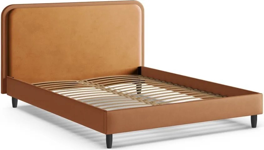 Narancssárga kárpitozott franciaágy ágyráccsal 140x200 cm Aveline – Micadoni