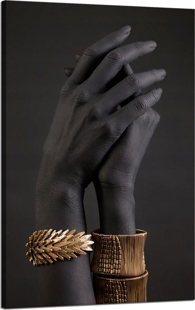 Vászonkép Fekete kezek Arany díszek Művészet 50x80 cm
