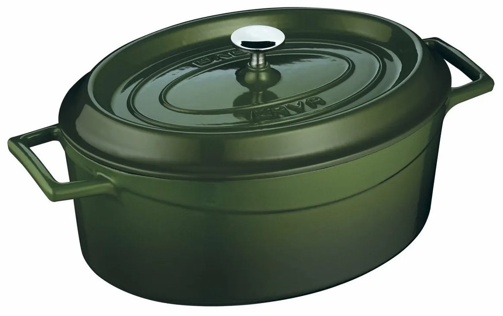 LAVA Metal Öntöttvas ovális fazék, zöld, 4,8 l,átmérő 29 cm