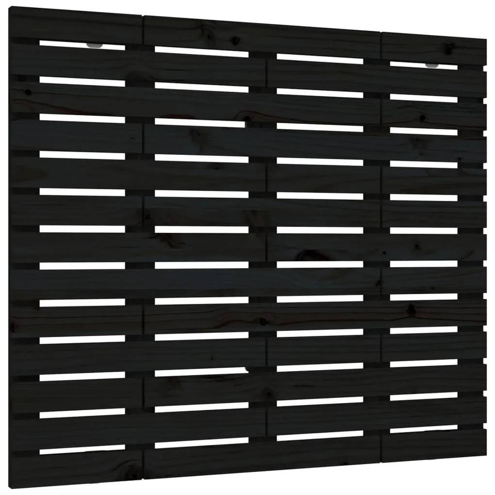 fekete tömör fenyőfa fali fejtámla 106 x 3 x 91,5 cm