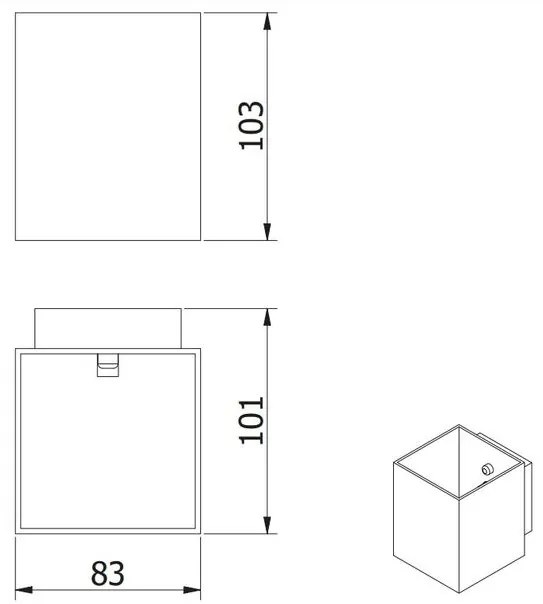 Lámpa Fali lámpatest CAMPIONE II, G9, IP20, max. 40W, IP20, max. 250V, 50/60 Hz, négyzet, fekete