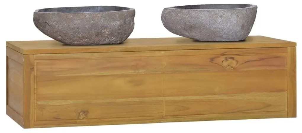 Tömör tíkfa falra szerelhető fürdőszobaszekrény 110x45x30 cm