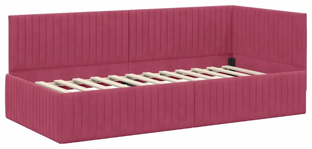 Sarokágy keret fejtámlával bordó 90 x 200 cm Bársony