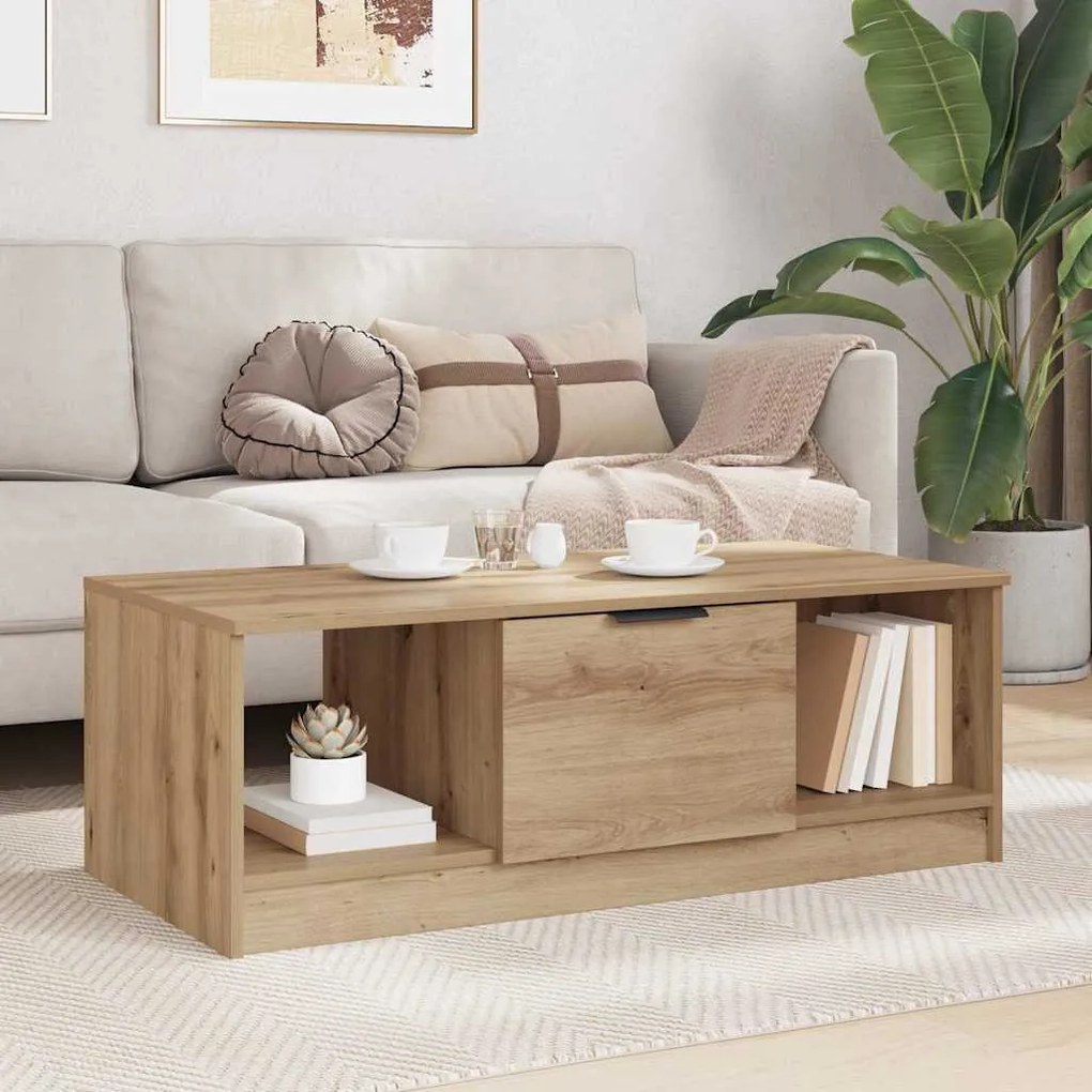 Dohányzóasztal kézműves tölgy 100 x 50 x 36 cm Faanyag