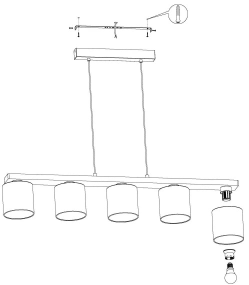 Eglo 901291 - Kábelre függesztett csillár CASTRALVO 5xE27/28W/230V