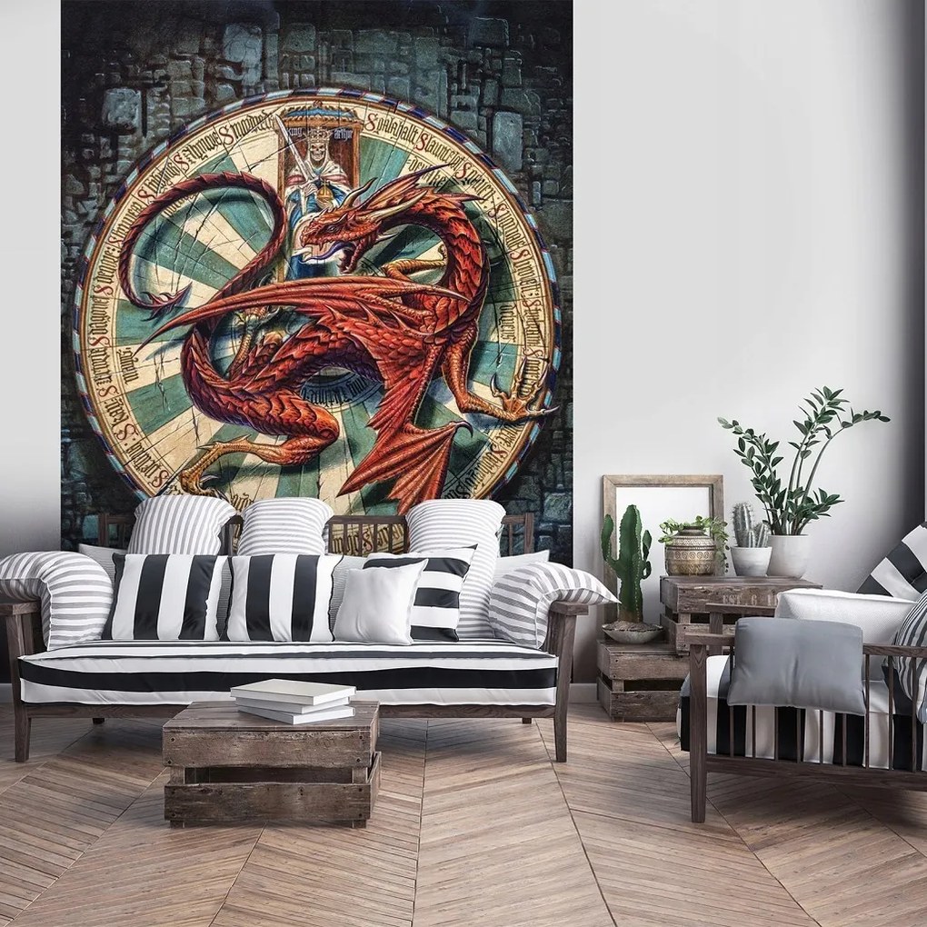 Flizelin fotótapéta 184x254 Mitikus lények Vörös sárkány +ragasztó