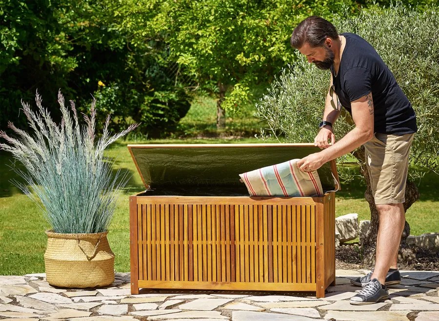 ACACIA fa tárolódoboz, 117x50x59cm, természetes barna Jurhan