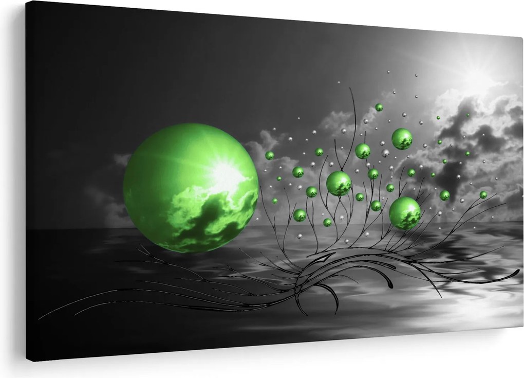 Zöld absztrakt gömbök képe (90x60 cm)