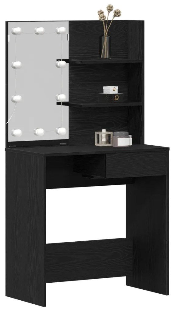 vidaXL Öltözködőasztal fiókkal Fekete tölgy 74,5 x 40 x 141 cm Faanyag