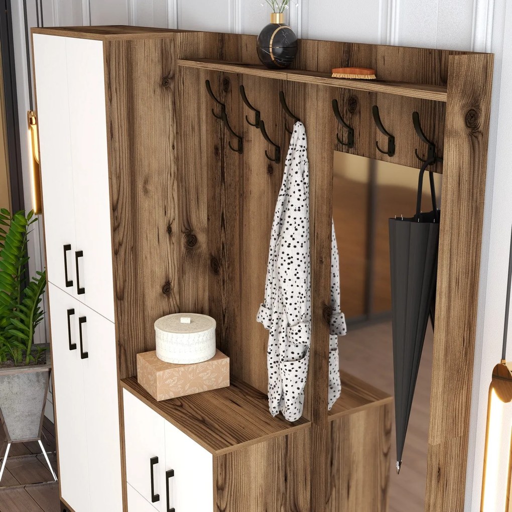Előszobafal Berlin ABC - Walnut, White