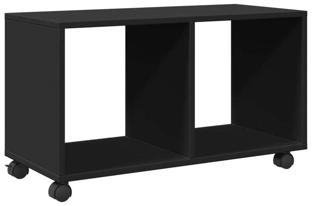 fekete szerelt fa görgős szekrény 72 x 33 x 42,5 cm