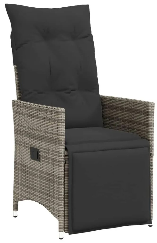 7 részes szürke polyrattan kerti bisztrógarnitúra párnákkal
