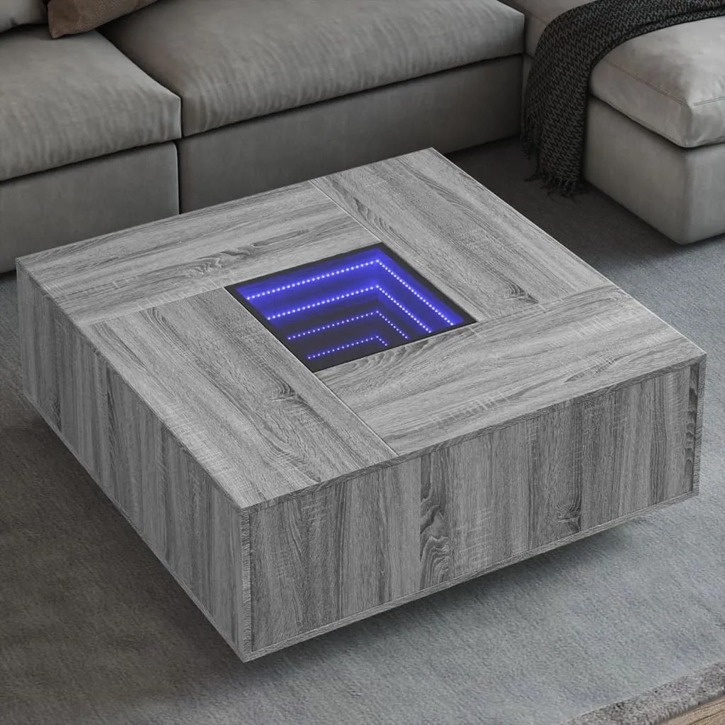 Sonoma végtelen hatású LED-es dohányzóasztal 100 x 100 x 40 cm