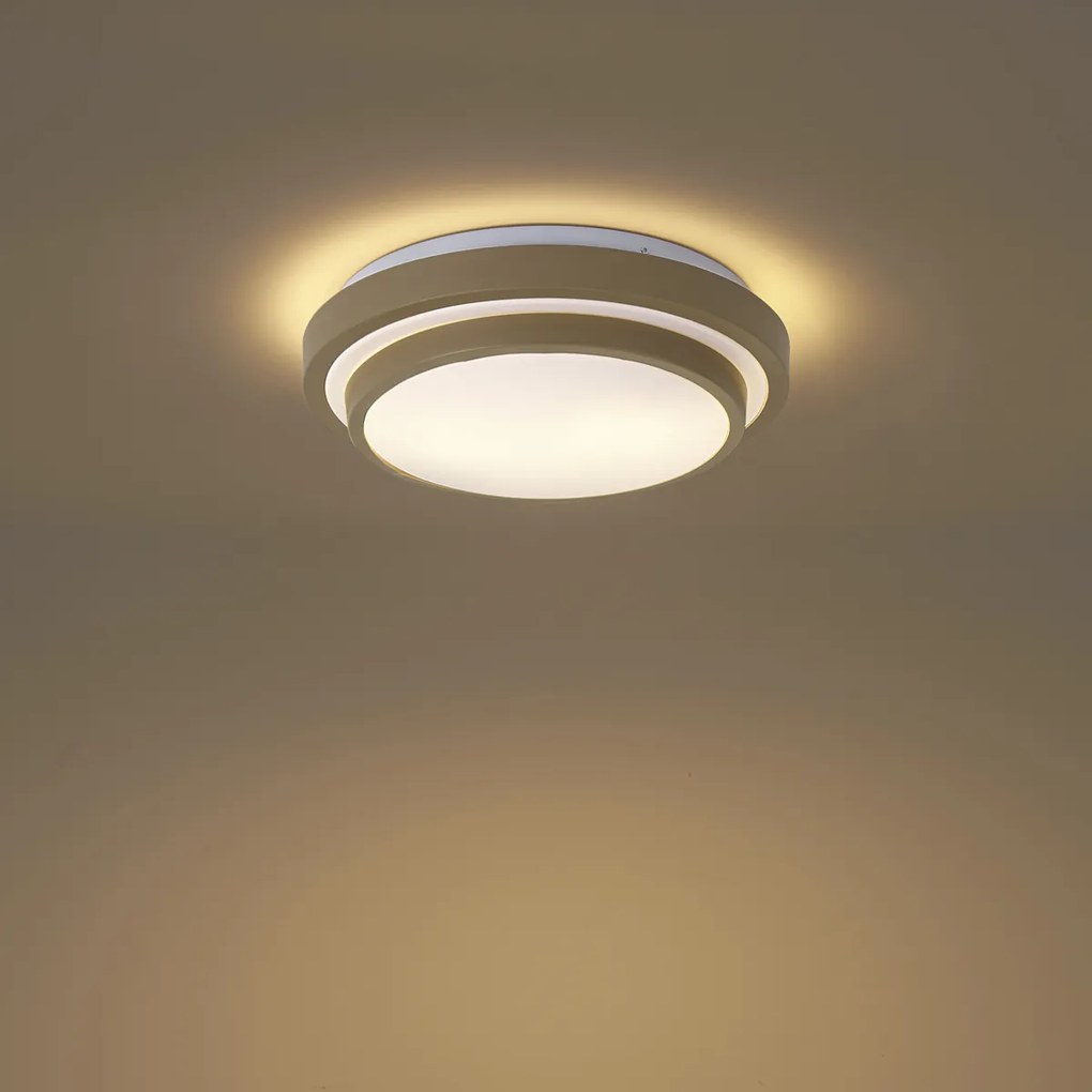 Modern mennyezeti lámpa taupe és fehér 34 cm 2-lámpás IP44 - Walden