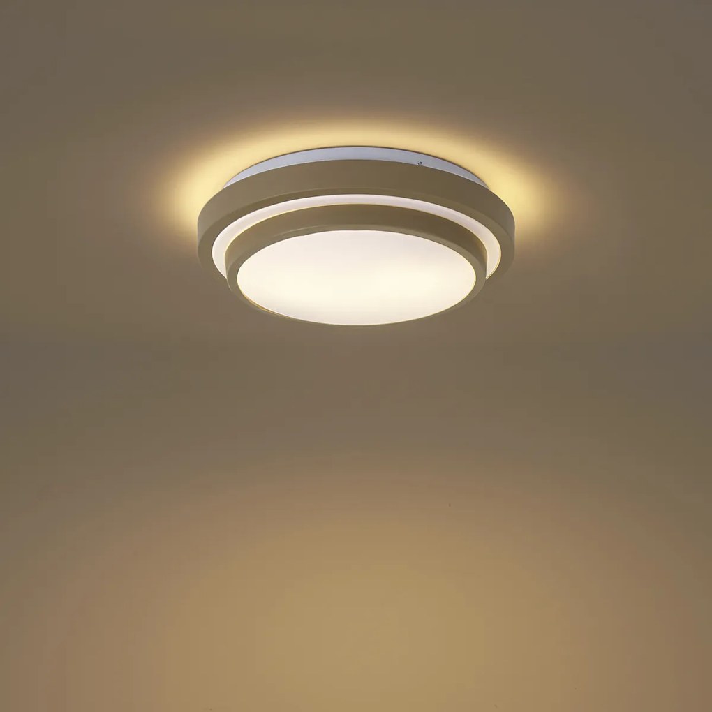 Modern mennyezeti lámpa taupe fehérrel 34 cm IP44 - Walden