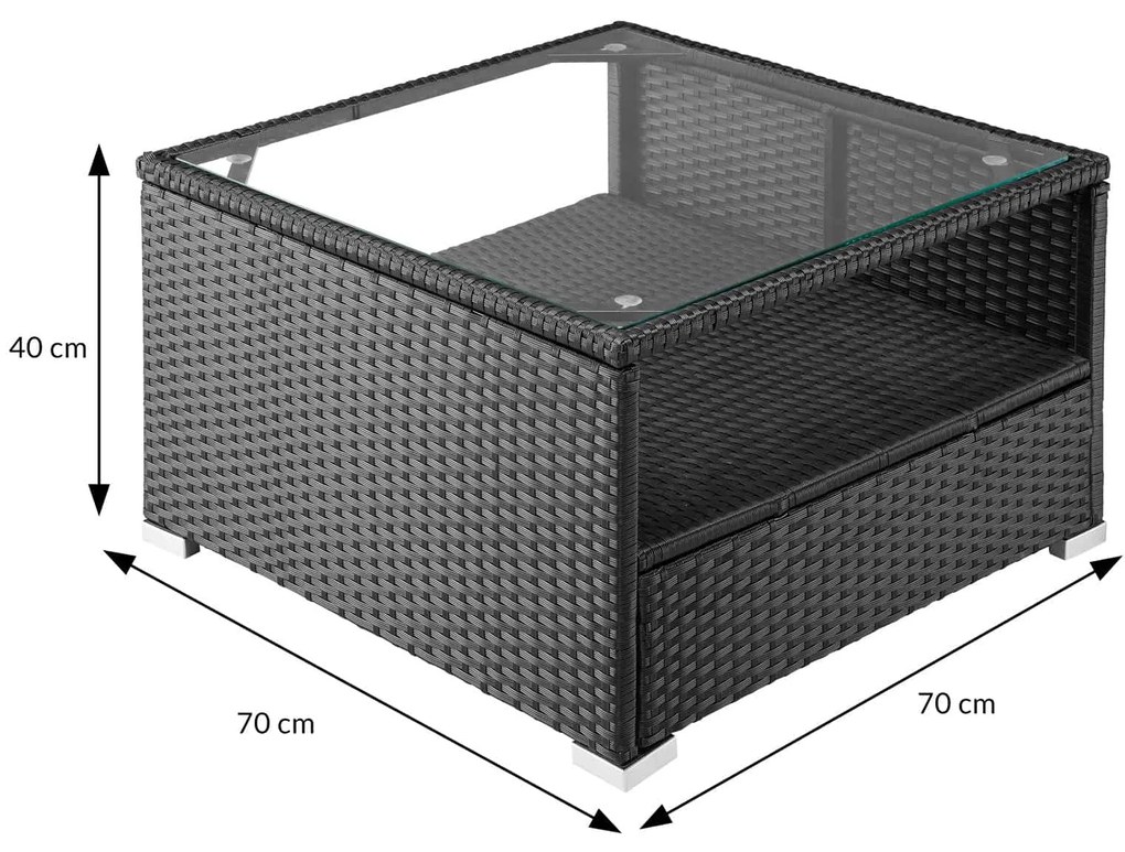 Casaria® Kerti rattan készlet XXL - fekete/krém párnák